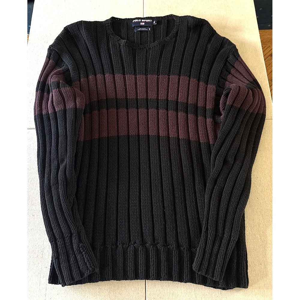 Ralph Lauren Polo Sport Men's Vertical Rib Knit Heavyweight Sweater - Size XL